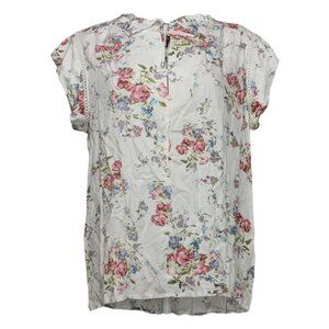 Buffalo Women's Top Reg Short Sleeve Floral Blouse (Ivory Flowers, Medium)